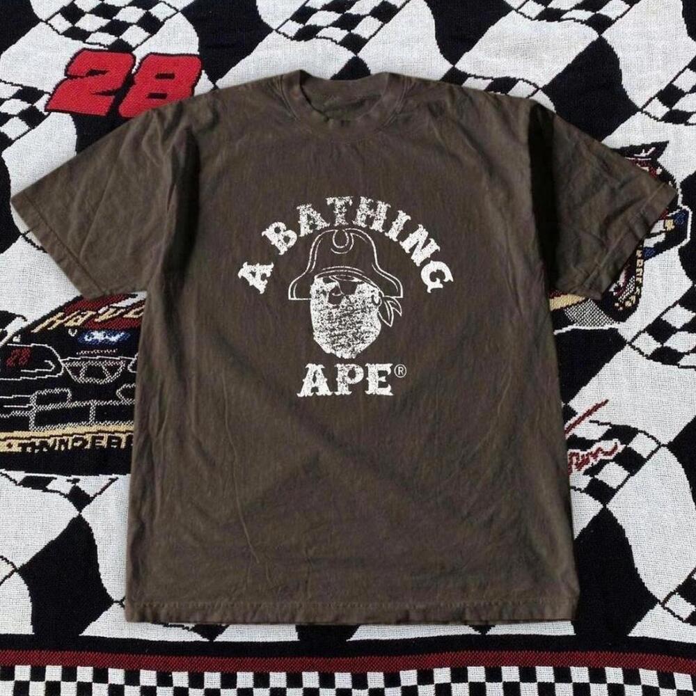 Gildan Men Brown T-Shirt, Brown A Bathing Ape Graphic Tee